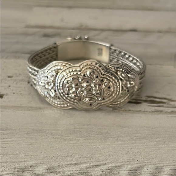 Vintage Sterling Silver Floral Double Wheat Chain Bracelet. - Picture 1 of 8
